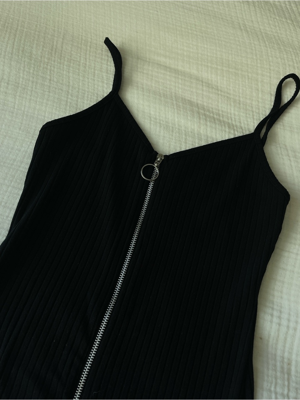 ASOS Mini black dress zipper front bodycon size Small